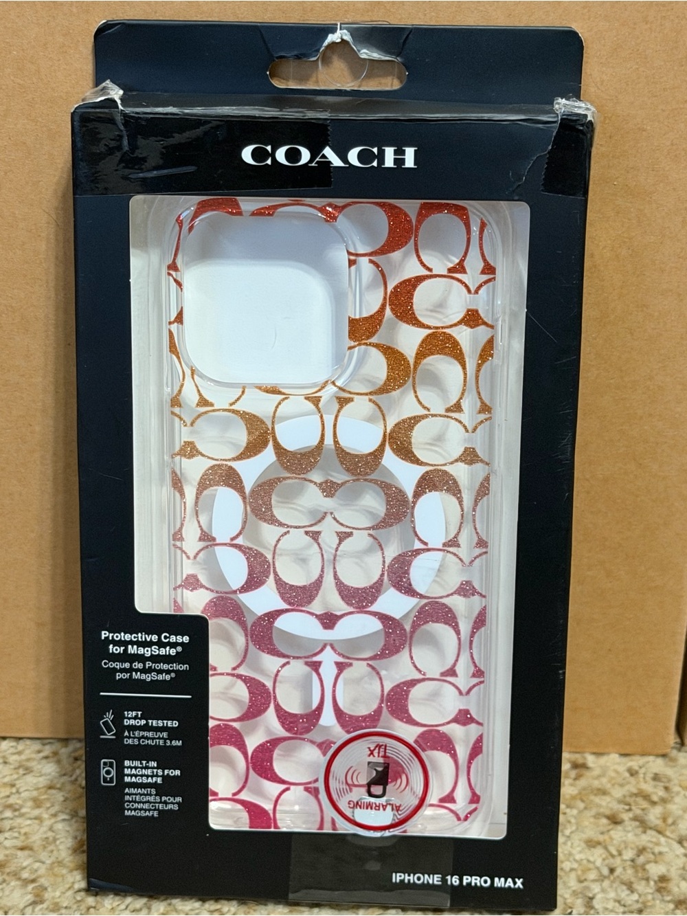 COACH Gradient Signature MagSafe Case in Pink and Orange